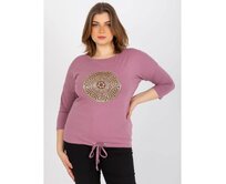 Dámská halenka s žebrovaným lemem plus size ITA růžová Růžová, Univerzální