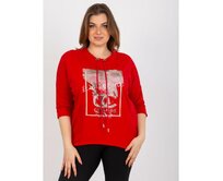Dámská halenka s perlami a 3/4 rukávy plus size JAIDA červená Červená, Univerzální