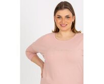 Dámská halenka s potiskem a 3/4 rukávem plus size JOSSLYN světle růžová Růžová, Univerzální