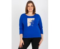 Dámská halenka s delšími zády plus size DACEY tmavě modrá Námořnická modrá, Univerzální