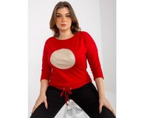 Dámská halenka s potiskem a 3/4 rukávem plus size BECKY červená Červená, Univerzální