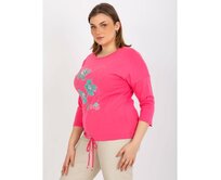 Dámská halenka a žebrováním plus size TEENA růžová Růžová, Univerzální