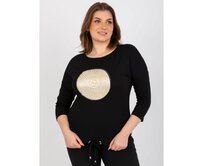 Dámská halenka se stuhou a 3/4 rukávem plus size LENORA černá Černá, Univerzální