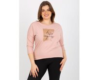 Dámská halenka s potiskem a nápisem plus size KAYLYN světle růžová Růžová, Univerzální