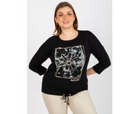 Dámská halenka s kulatým výstřihem plus size BLANCH černá Černá, Univerzální