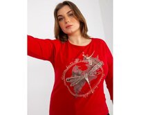 Dámská halenka s 3/4 rukávy a potiskem plus size UNA červená Červená, Univerzální