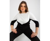 Dámská halenka s výstřihem plus size UNIA ecru a černá Vícebarevný, Univerzální