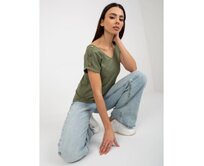 Dámská halenka s knoflíky na rukávech OCH BELLA khaki Khaki, S