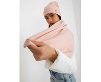 Dámská souprava se šálou a čepicí JANIYAH světle růžová Růžová, Univerzální