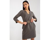 Dámské šaty s kapsami OCH BELLA khaki Khaki, XL