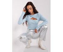 Světle modrý žebrovaný klasický svetr Světle modrá, M/L