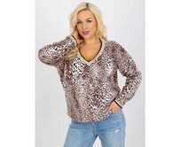 Dámská halenka s potiskem velurová plus size DIETMAR béžovo-černá Vícebarevný, Univerzální