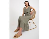 Dámské šaty s volánem a elastickým pasem FRESH MADE khaki Khaki, XS