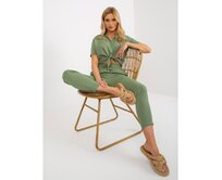 Dámské kalhoty z lehké tkaniny s kapsami SUBLEVEL Khaki Khaki, S