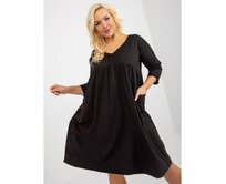 Dámské šaty teplákové plus size basic s kapsami černé Černá, Univerzální