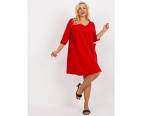 Dámské šaty plus size s kapsami BASIC červené Červená, Univerzální