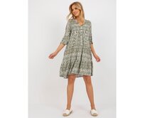 Dámské šaty s boho vzorem a volánem SUBLEVEL khaki Khaki, S