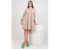 Dámské šaty s kapsami plus size MRACELA béžové Béžová, Univerzální