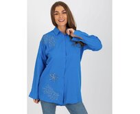 Dámská košile s výšivkou oversize KVETA tmavě modrá Námořnická modrá, S