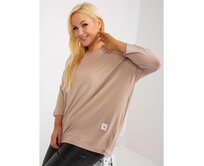 Dámská halenka s 3/4 rukávy a kapsami plus size TEKA béžová Béžová, Univerzální