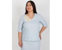 Dámská halenka s krátkými rukávy plus size GISELLE světle modrá Světle modrá, 44