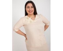Dámská halenka s krajkovými detaily plus size DEVONA světle broskvová Broskvová, 44
