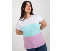 Dámská halenka s kulatým výstřihem plus size AUDREE bílo-mátová Mátová, Univerzální