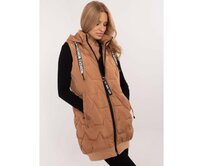 Světle hnědá prošívaná vesta na zip Hnědá, S