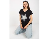 Dámská halenka s kulatým výstřihem RUE PARIS černá Černá, L/XL
