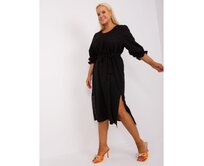 Dámské šaty s 3/4 rukávy plus size YEARA černé Černá, 48