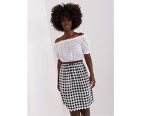 Dámské šaty s páskem puntíkované ELA ecru černé Vícebarevný, 38