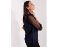Dámská halenka se síťovanými rukávy SELLA námořnicky modrá Námořnická modrá, 38