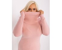Dámský svetr s žebrovanými manžetami plus size ESTADA světle růžový Růžová, M/L