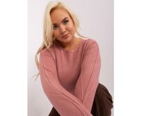 Dámský svetr s žebrovanými manžetami plus size DIKAL růžový Růžová, XL/XXL
