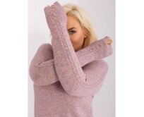 Dámský svetr s žebrovanými manžetami plus size OSAL světle růžový Růžová, XXL/XXXL