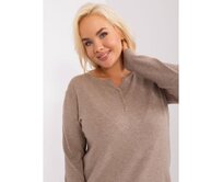 Dámský svetr s knoflíky plus size TURRAKO tmavě béžový Vícebarevný, L/XL
