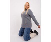 Dámský svetr se zipy plus size LOROLD tmavě šedý Tmavě šedá, XL/XXL