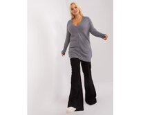 Dámský svetr s kapsami plus size HINADA tmavě šedý Tmavě šedá, XL/XXL