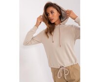 Dámská mikina s kapucí a žebrovaným lemem BAIB béžová Béžová, XS