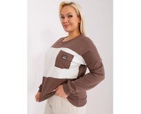 Dámská halenka s kapsičkou plus size BLANCHE hnědá a ecru Hnědá, Univerzální