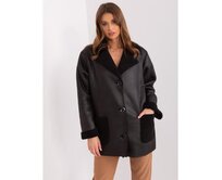 Dámská bunda z ovčí kůže s knoflíky TRIA černá Černá, L/XL