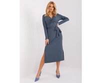 Dámské šaty žebrované koktejlové IVKA modré Námořnická modrá, L/XL