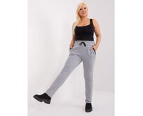 Dámské tepláky s nášivkou melanžové plus size šedé Šedá, 3XL