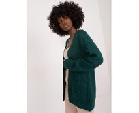 Dámský svetr bez knoflíků MYFLIES tmavě zelený Tmavě zelená, L