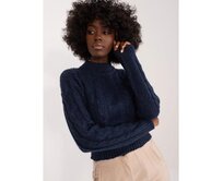 Dámský svetr kostkovaný pletený MAYFLIES námořnicky modrý Námořnická modrá, L