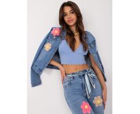 Dámská bunda s aplikacemi JEANS modrá Modrá, XS