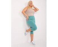 Dámské kalhoty s elastickým pasem 3/4 plus size mátové Mátová, 44