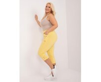 Dámské kalhoty plus size 3/4 z látky KOTTA světle žluté Žlutá, 40