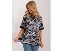 Dámské tričko volného střihu se zvířecím motivem černé Černá, M