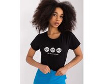 Dámské tričko s pandami BASIC FEEL GOOD černé Černá, S/M